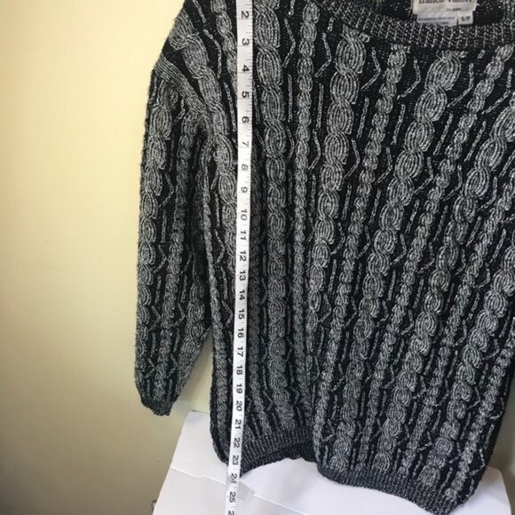 Franco Valeri Vintage 80s Cable Knit Metallic Knit Sweater Top Tunic Chunky Rare - Picture 10 of 11